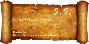 Simándi Imre névjegykártya